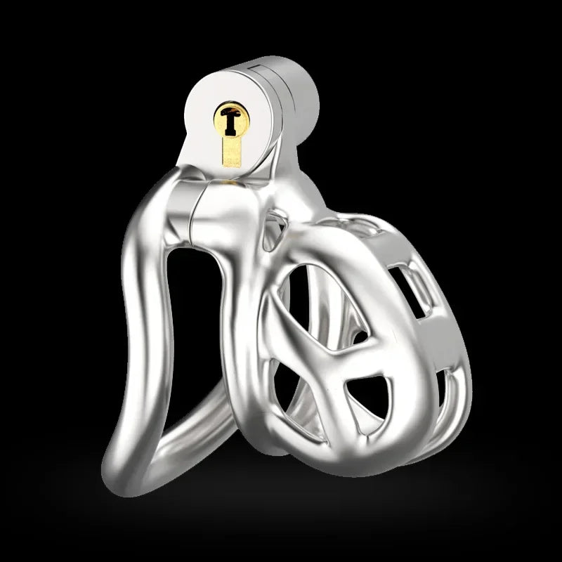 Stainless Steel Male Chastity Cage Cock Mamba Penis Ring Chastity Belt BDSM Erotic Urethral Lock Double-Arc Ring Sex Toy