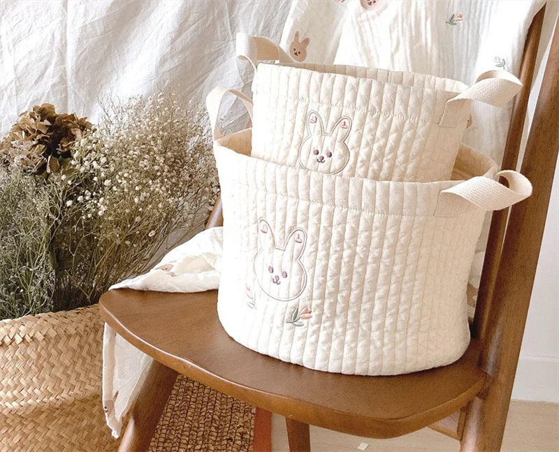 Cute Bear Embroidery INS Baby Bag Diaper Bag Caddy Nappy Cart Mummy Maternity Bag for Newborn - Storage Organizer for Toys And D