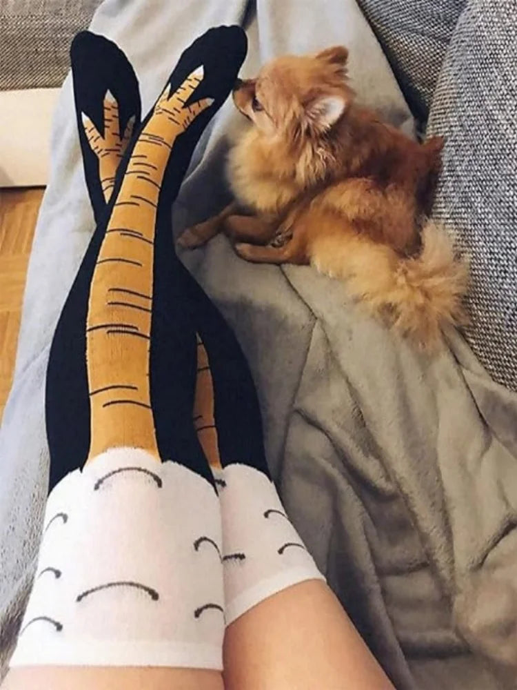 Funny Crazy Chicken Feet Socks Unisex - Novelty Knee-High Socks Funny Gift