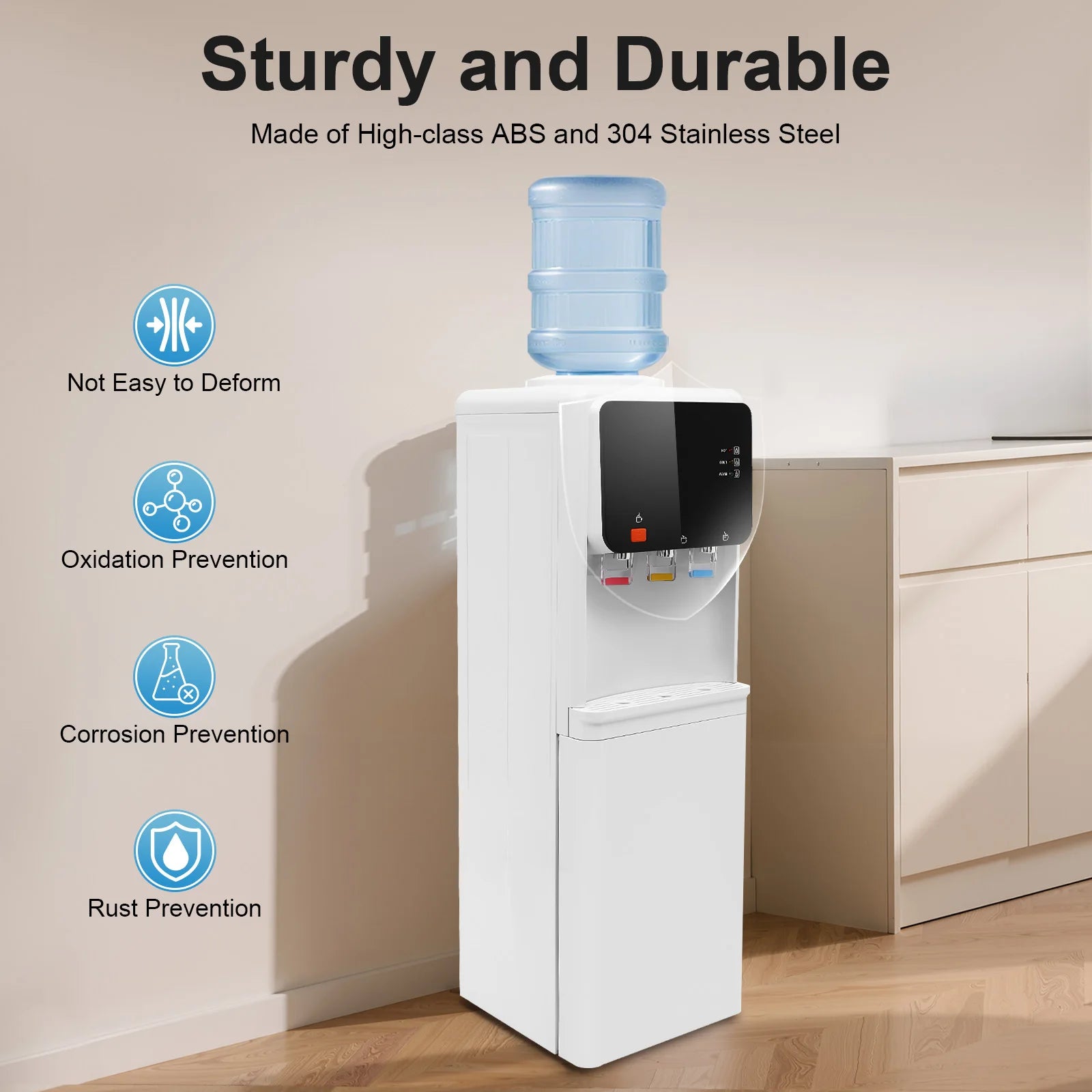 Hot&Cold Water Dispenser 500W Fast Heating 75W Cooling ABS Stainless Steel Home Office Electric Water Cooler with Child Lock Main image