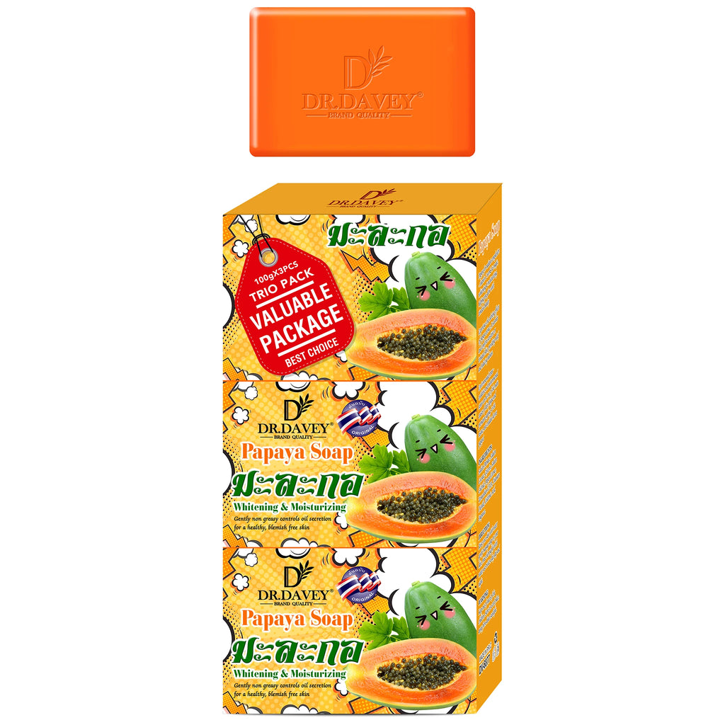 3pcs Papaya Soap Cleansing and moisturizing handmade soap for bathing, face washing, and skin moisturization