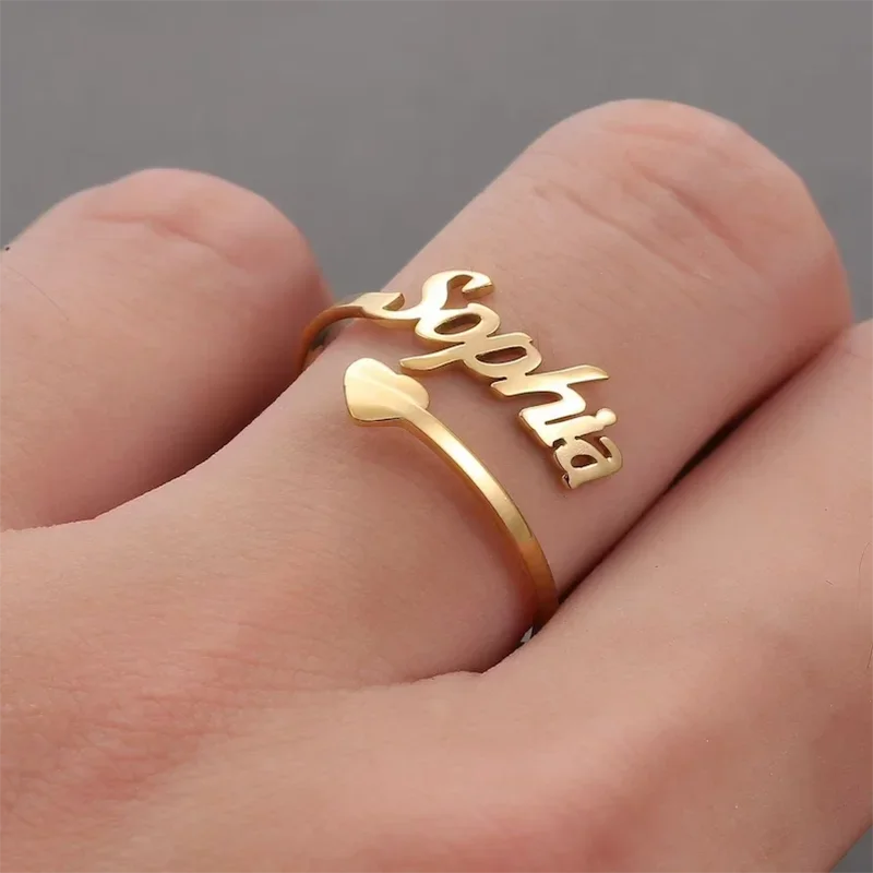 Personalized Custom Love Name Ring Fashion Valentine's Day Couple Rings Girlfriend Gift Heart Wedding Band Women's Jewelry Ürün ana görseli