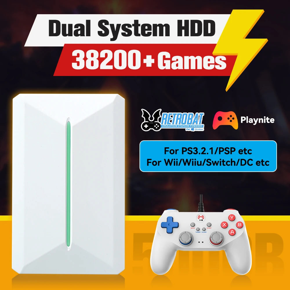 Retrobat＆Playnite System HDD Retro Game Console for PS3/PS2/WIIU/WII/Switch/MAME 50+Emulators 38293 Games＆42 AAA PC Games for PC Ürün ana görseli