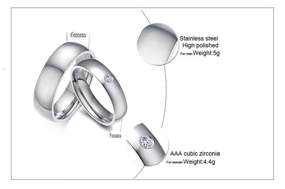 Vnox Basic Wedding Bands Rings for Women Man Customize Name Date Love Info Promise Alliance Anniversary Personalized Gift
