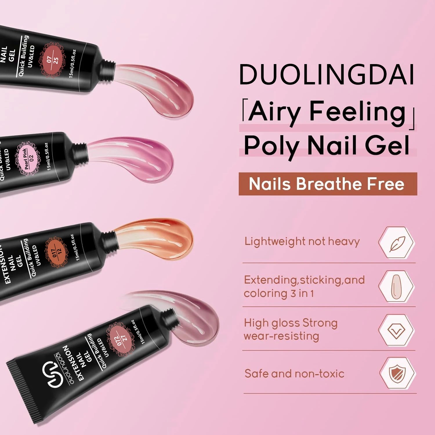 39pcs Nail Extension Gel Kit - contains all the basic nail tools, easy to use for beginners Easy salon nail construction gel Secondary image