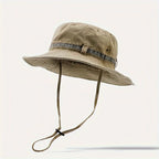 1pc Sun Hat Boonie Hat Washed Bucket Hat Packable Outdoor Fishing Hunting Hat Strap Adjustable Chin Strap for Men and Women