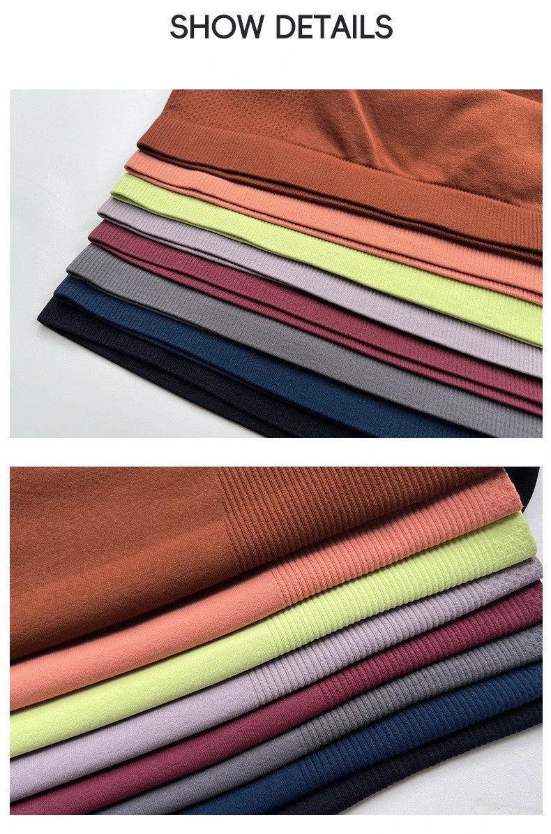Women's Seamless Long Sleeve Fitness T-shirt Sports Elastic Yoga Gym Top Training Running Activewear Workout Shirt Pilates Tops
