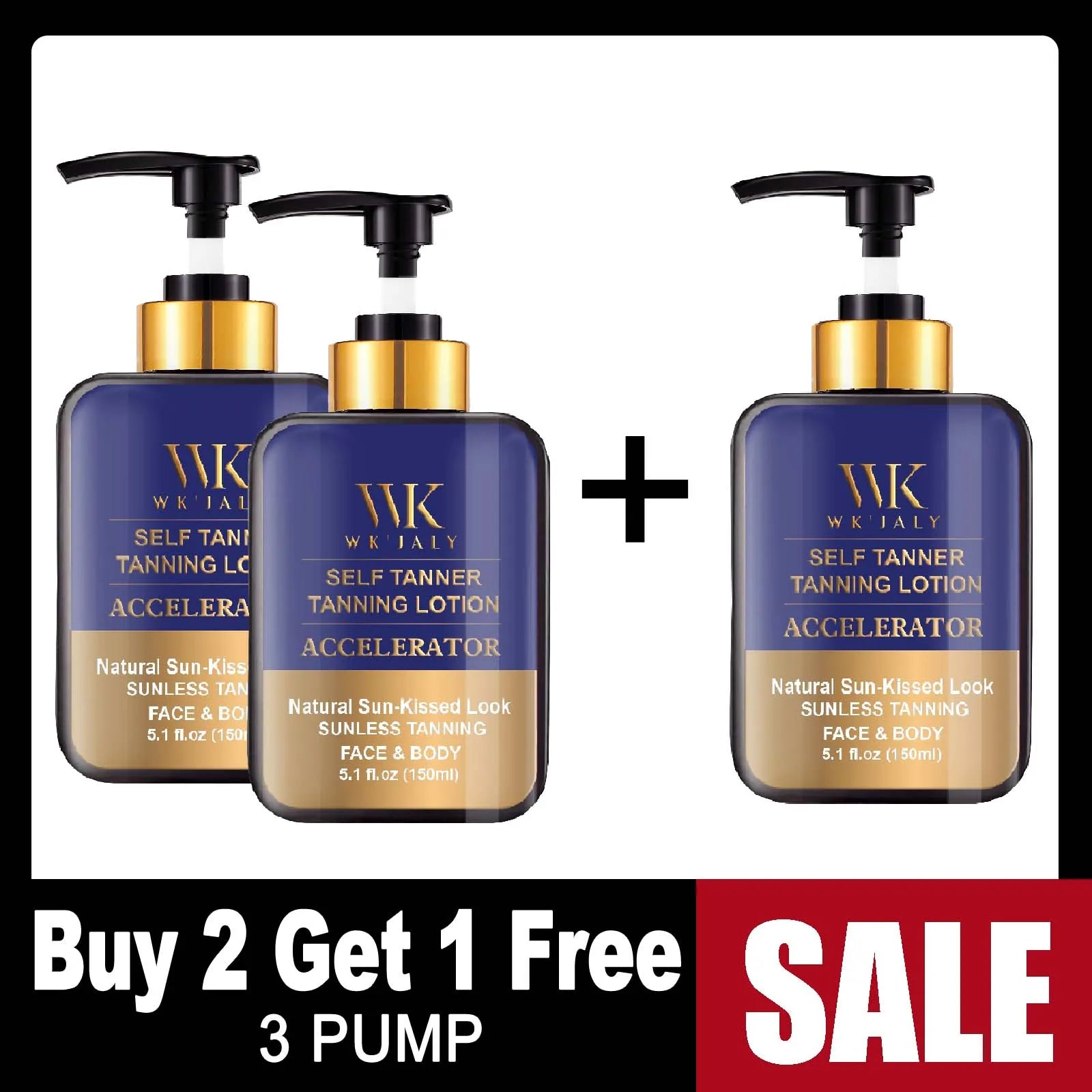 WK JALY Self Tanner Body Lotion, Fair To Medium Skin Tone, Sunless Tanning Moisturizer With Coconut Oil, Carrot Oil, Shea Butter