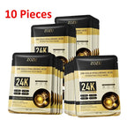 10 pieces 24k Gold Hyaluronic Acid Moisturizing Facial Mask Whitening Mask for Face Women Korean Skin Care Products