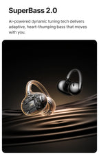 Baseus Bowie MC2 AIR Clip-on TWS Earbuds Ear Clips Wireless Earphones Bluetooth 6.0   Open earrings 4 Mic ENC Sports Headphone