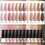 MTSSII 12pcs Gel Nail Polish Set Nude Pink Red Glitter Semi Permanent Soak Off  UV Gel Varnish Manicure Kit Nail Supplies DIY