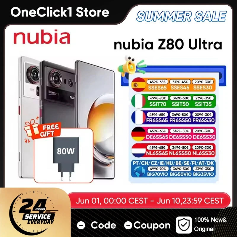 Global Version Zte Nubia Z80 Ultra 5g Snapdragon 8 Elite Gen 5 7200Mah 6.85'' 144Hz Oled Display 90W Fast Charging 64Mp+50Mp Ai Camera Nfc Google Play Main image