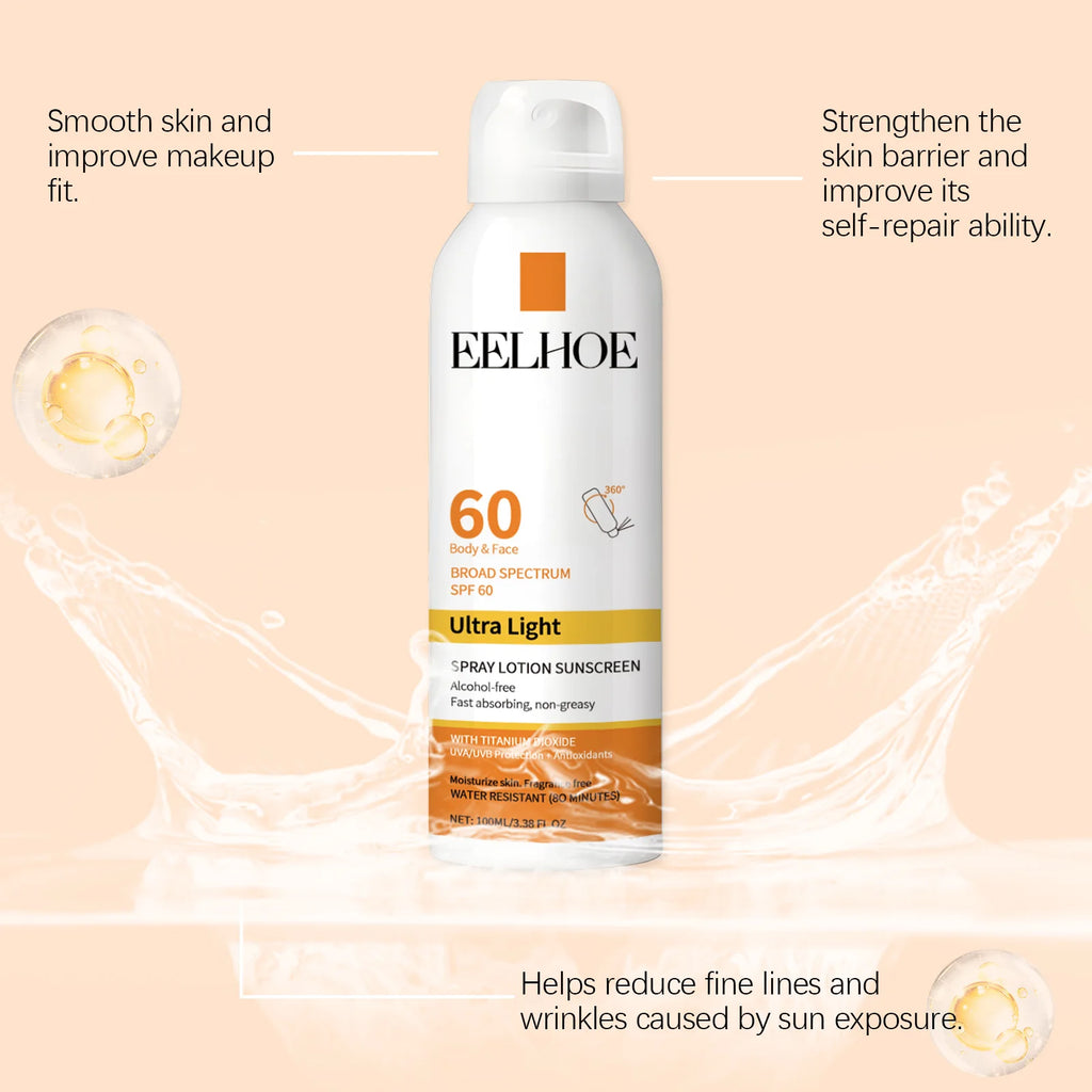 EELHOE Sun Protection Face Spray, Hydrating Moisturizer with UV Filter Lightweight Daily SPF60 Mist for Sensitive Skin Oil-Free
