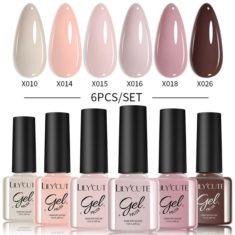 LILYCUTE Nail Gel Polish Set Pink Green Spring DIY Nail Art Design Long Lasting Soak Off UV Gel Manicure Painting Gel Vernis Kit