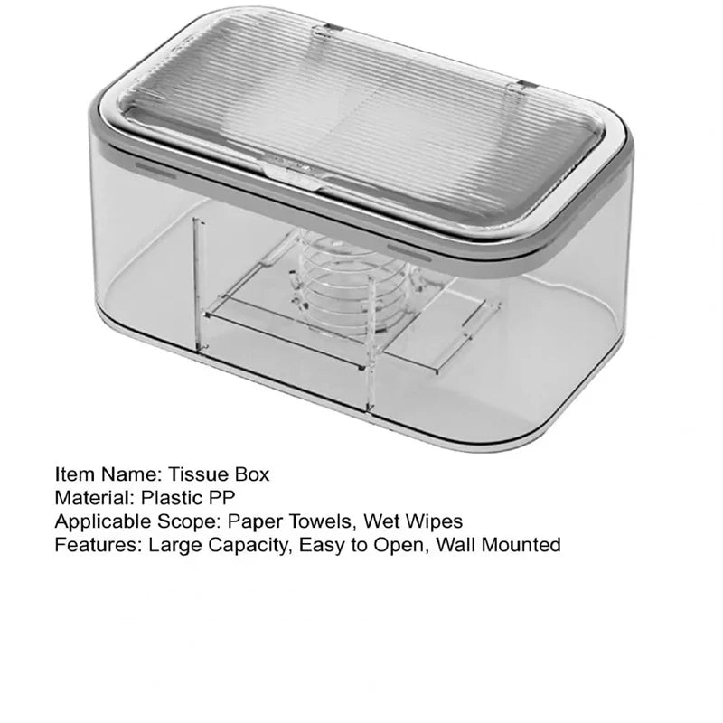 Wall-Mounted Wet Wipes Holder Wall Mounted Wet Wipes Dispenser Box with Capacity EasyOpen Spring Plate Multifunctional D-ABAM