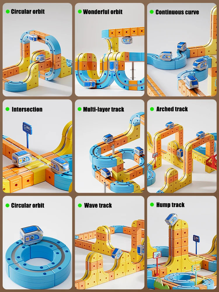 Magnetic Train Toy For Boys Track 1:64 Electric Rail DIY Magic Vehicle Model Toys Education 3 Years Children Gifts