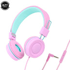 Kids Headphones 3.5mm Audio Jack Wired Earphone Foldable Stereo Headset With Mic for Girls Boys Gift Online Learning Earbuds