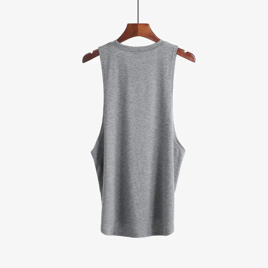 Grey Men's Sleeveless Tank Top Fitness Clothing Sportswear Gym Stringer Bodybuilding Undershirt Fashion Vest for Men