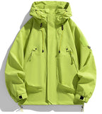 Windbreakers Men Hooded Jacket Zipper Coat Cargo Waterproof Black Bomber Camping Loose Thin Softshell Hooded Hiking Jacket