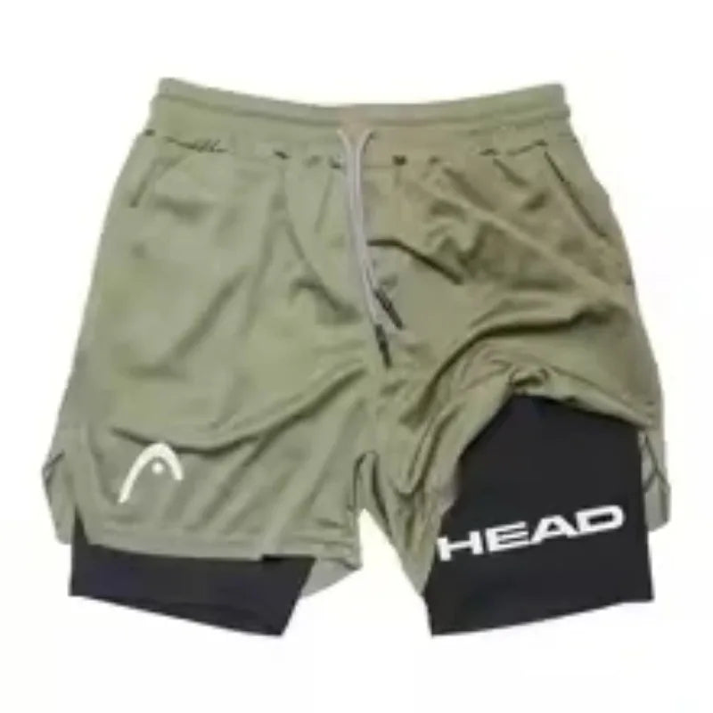 Running Shorts Men Fitness Gym Training 2-in-1 Sports Compression Fashion Quick Dry Workout Harajuku Jogging Double Deck Summer