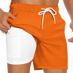 Mens Swim Trunks with Compression Liner Phone Pocket Summer Quick Dry Board Shorts Beach Shorts Swimwear Swimsuit Bathing Suits