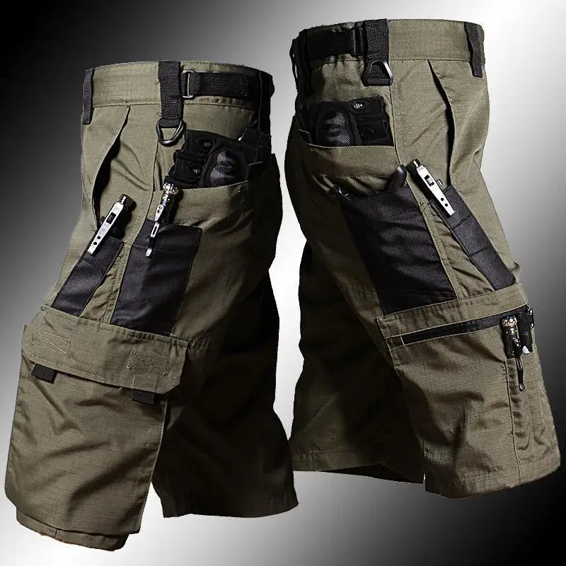 Military Green Outdoor Work Pants  Men's Camouflage Solid Color Training Shorts Summer Multi Mouth Bag Military Style Shorts Ürün ana görseli