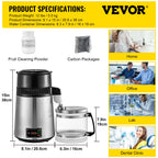 VEVOR 4L Water Distiller Filter Machine Distilled Distillation Purifier Moonshine Apparatus DIY Dispenser Kit for Home Appliance