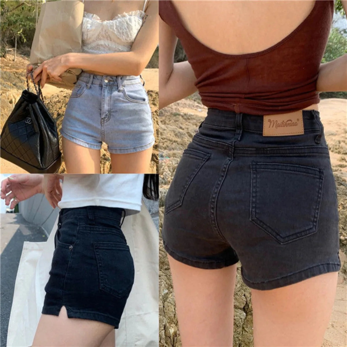 Women's Denim Shorts Casual High-Waisted Shorts Retro-Washed Button-Fly Sexy Hot Pants Tight-fitting Summer Shorts Ürün ana görseli