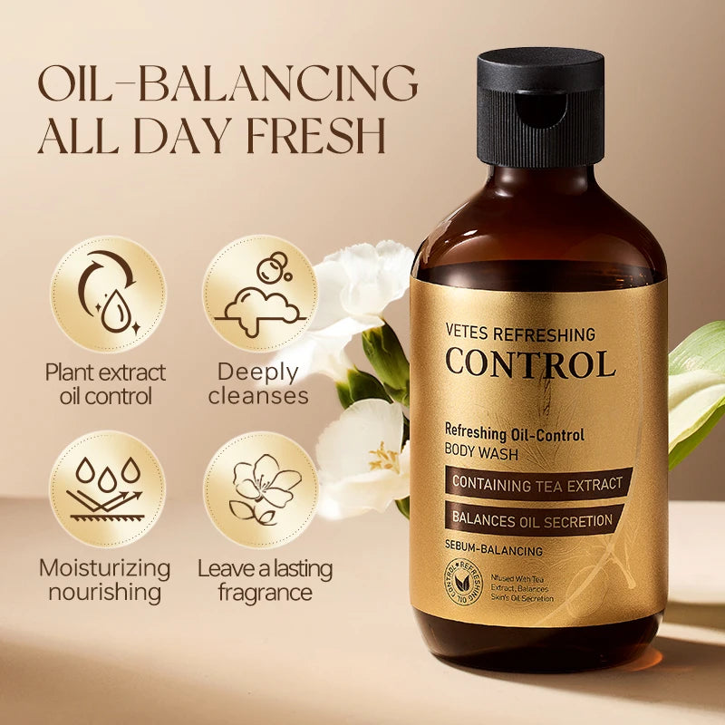VETES 260ml Body Wash Tea Fragrance Shower Gel Oil Control Deeply Cleanses Keep Fragrance Take a Bath Balance Water and Oil