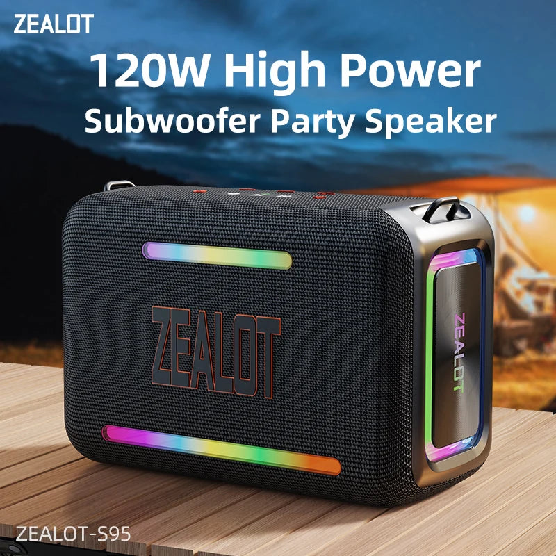 zealot-S95 Portable Bluetooth Speaker Waterproof 120W High Power RGB Colorful Light Wireless Subwoofer 360 Stereo Surround TWS Main image