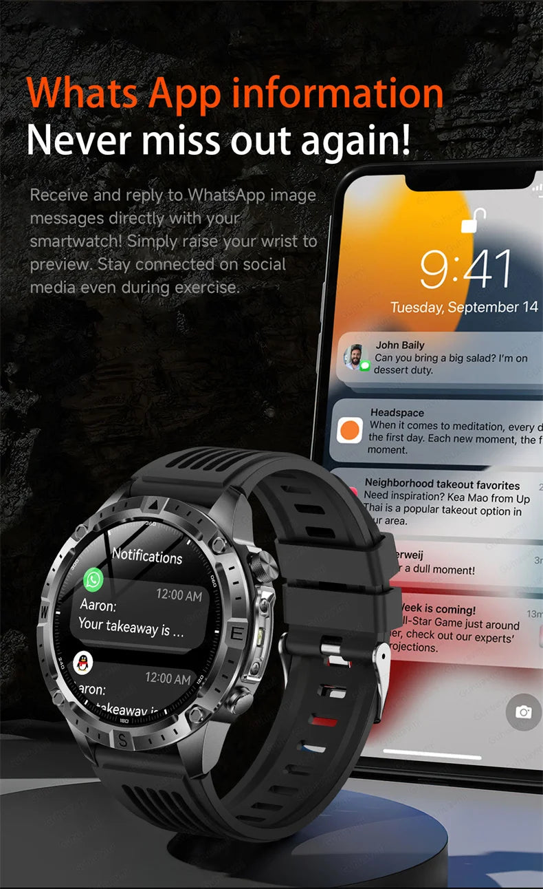 Smart Watch for Men GPS Offline Maps 2G ROM 10ATM Waterproof Heart Rate Diving Skiing Hiking Rugged Durable Smartwatch Men Women