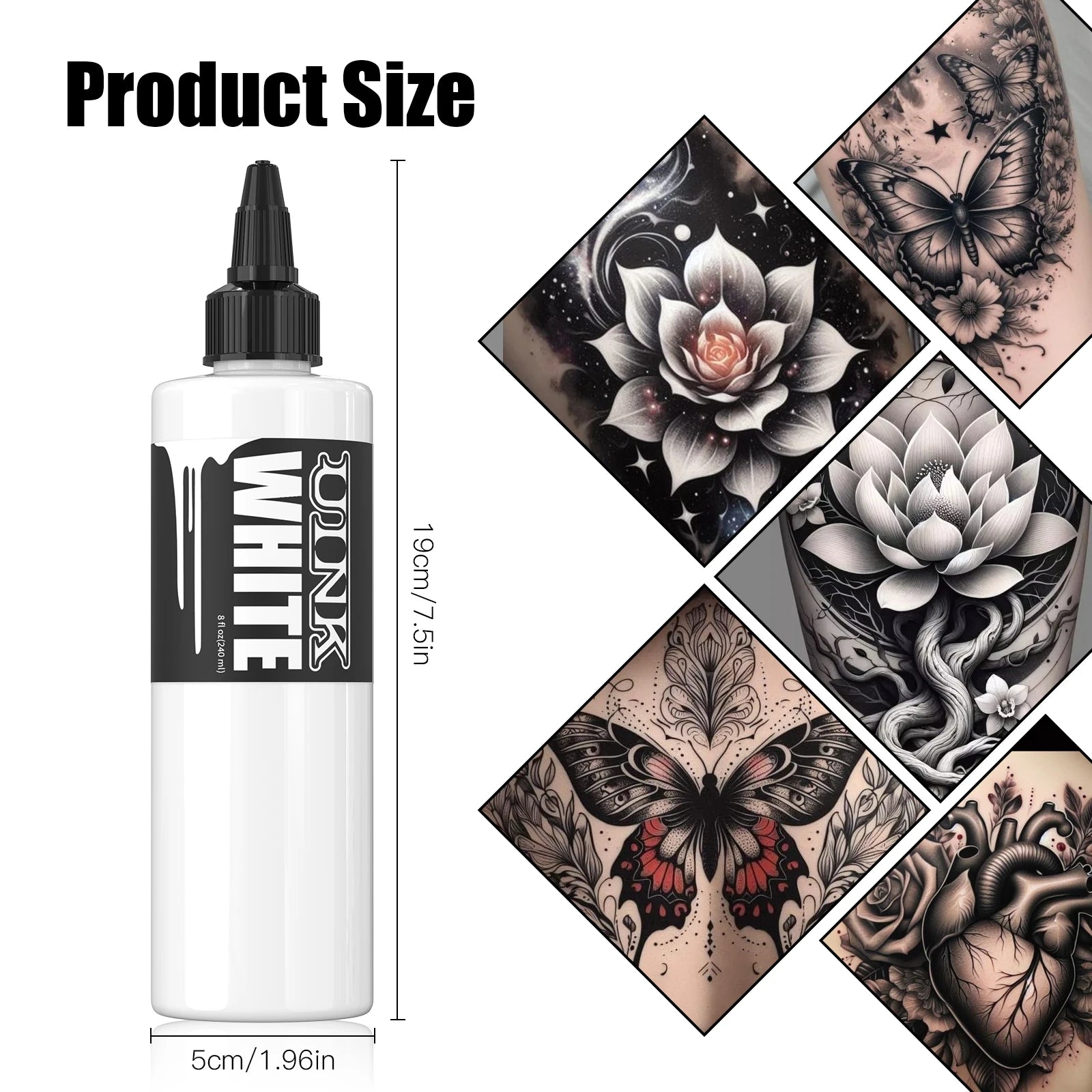 DQFART 240ml Triple Black/Withe Professional Tattoo Ink For Permanent Semi-permanent Skin Body Art Pigment Tattoo Supplies