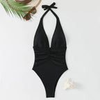 Halter Top Bathing Suit Woman Swimsuits One Piece Swimwear Women's  2026 Trend V Neck Beachwear Female Monokini Summer Bodysuit