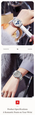 OLEVS 9978 Womens Watch Multifunctional Quartz Watch Waterproof Luminous Leather Strap Elegant Fashion Watches For Woman Gifts