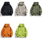 Windbreakers Men Hooded Jacket Zipper Coat Cargo Waterproof Black Bomber Camping Loose Thin Softshell Hooded Hiking Jacket