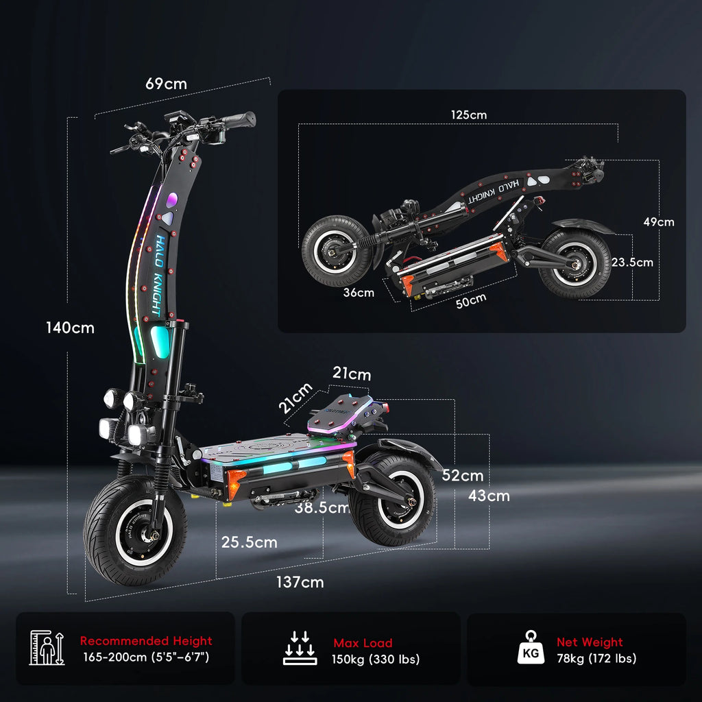 HALO KNIGHT T107Max 72V 8000W Adult Electric Scooter Fast 120km/h Electrical Scooter Powerful Dual Motors Escooter Top E-scooter