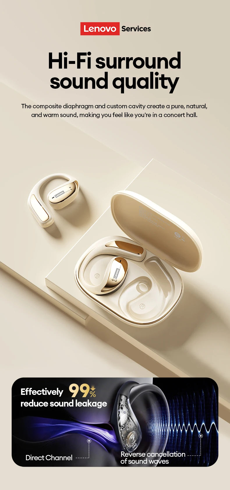 New Lenovo LE505 Wireless Bluetooth V6.0 Headphones ENC Noise Cancellation Low Latency Earbuds Long Battery Life Sport Earphones