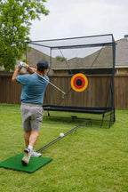12x9Ft Golf Practice Cage Net Set with Metal Frame & Carry Bag Foldable Easy Setup Practice Nets for Indoor/Outdoor Training