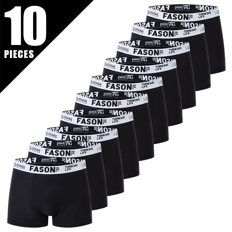 4/10 Piece Men's And Teenagers' Four Season Black Basic Versatile Elastic Waisted Underwear Boxer Shorts Plus Size Sport Shorts Ürün ana görseli