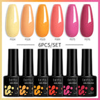 LILYCUTE 7ML 6PCS Neon Gel Nail Polish Set fluorescent Series Color Changing Semi Permanent Soak Off Manicure kit Nail Art Gel