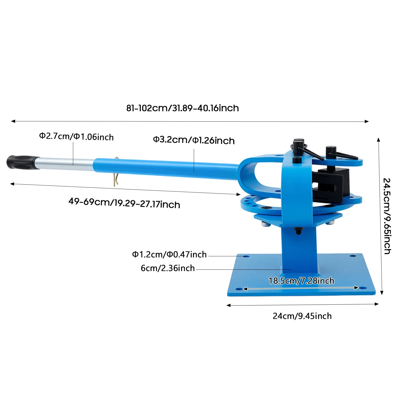Manual Pipe Bender, Bending Machine with 7 Dies 1"-3", fit Mild Steel Pipe, Bending Tool for Bending Square, Round, Flat Pipes
