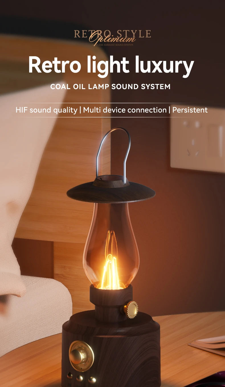 Retro Lamp Style Wireless Bluetooth Speaker with Portable FM Radio and USB Port Bluetooth 5.3 Suitable for Camping Home Decor
