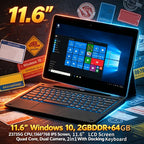 11.6'' Windows 10 Tablet PC 2GBDDR+64GB  Z3735G CPU 1366*768 IPS Screen Quad Core G12 Dual Camera 2 in1 With Docking Keyboard