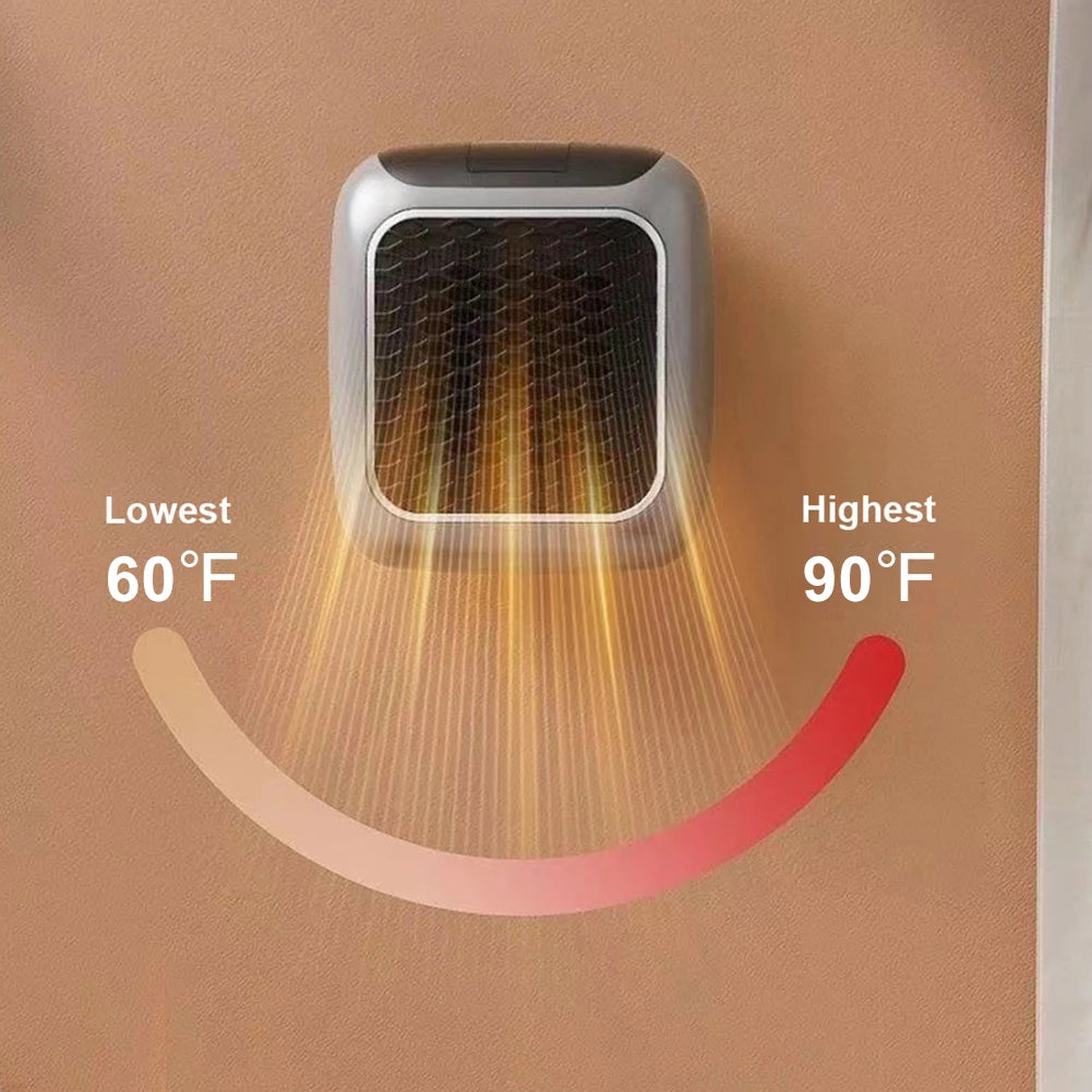 EU Plug In Heater Mini Electric Heater Warmer Wall Mounted PTC Ceramic Space Heater Portable Heater Fan for Home Office Bedroom