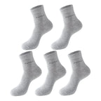 5Pairs/Men Bamboo Socks Comfortable Breathable Casual Business Men's Crew Socks High Quality Antibacterial Mid-calf SocksEU39-45