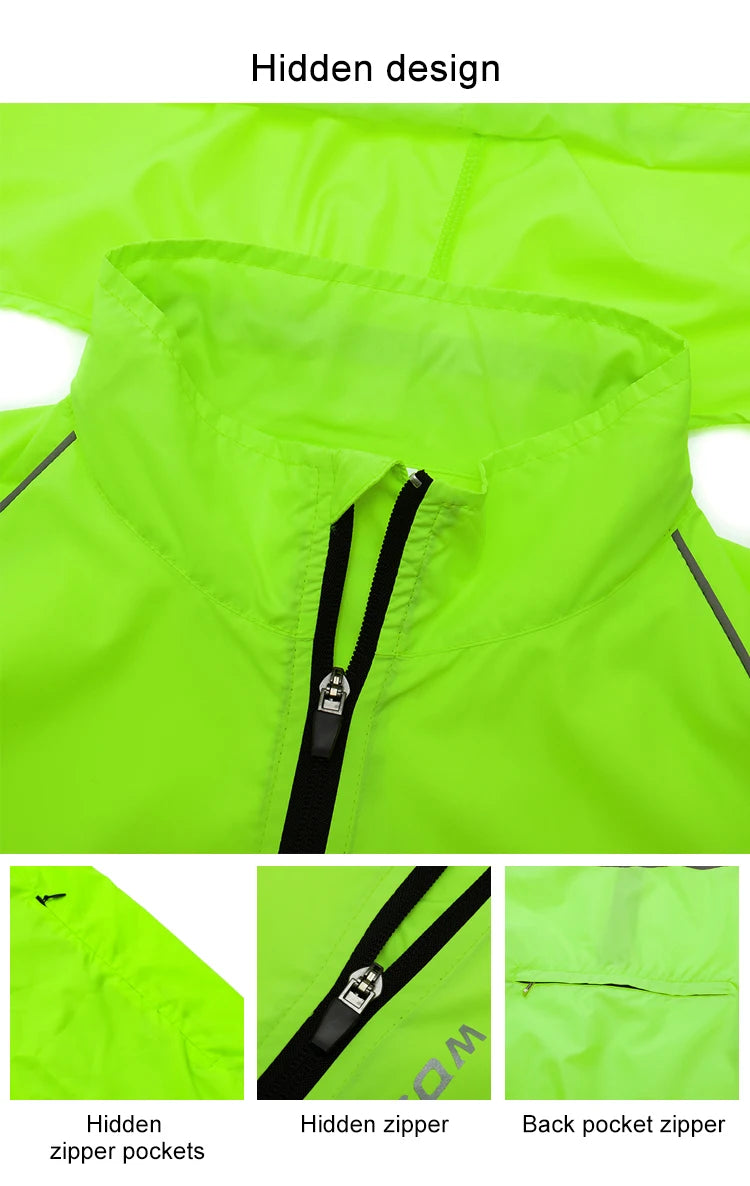 WOSAWE Cycling Windbreaker Men Packable Windproof Reflevtive Jacket Running Biking Hiking Riding Wind Coat MTB Bicycle Jersey