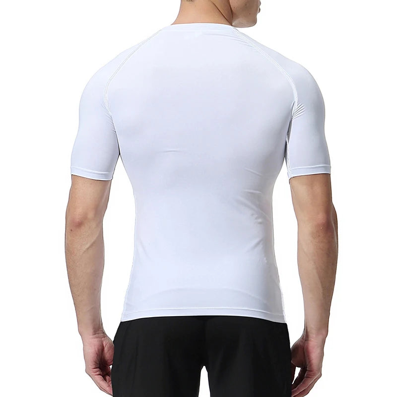 Skull Print Compression Shirts for Men Gym Workout Running Tshirts Sporty Athletic Quick Dry Tees Tops Short Sleeve Rash Guard