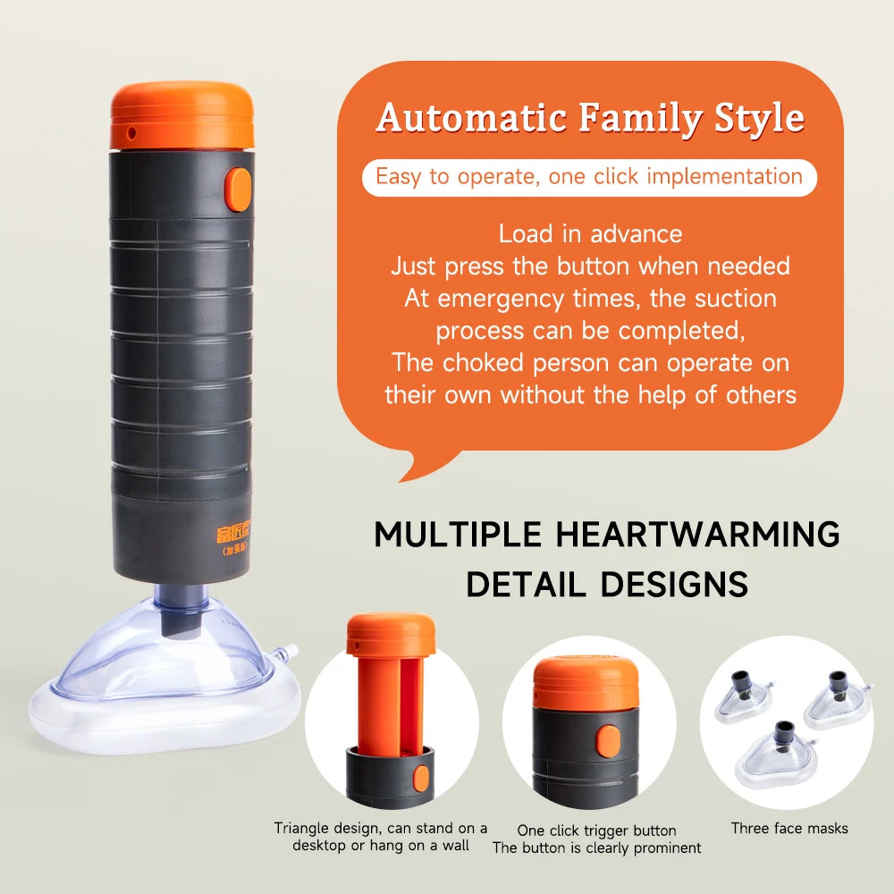 Auto Choking Rescue Device Strong Airway Suction Rescue Device Portable Anti Choking Device First Aid Kit for Kids and Adults
