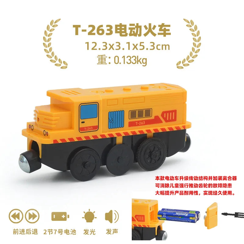 Electric Train Locomotive Magnetic Car Diecast Slot Fit All Brand Wooden Train Track Railway For Kids children's Toy W02