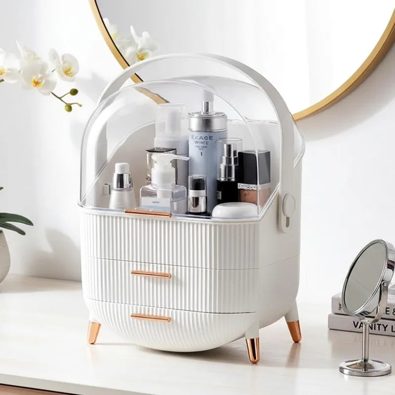 Make Up Organiser Bathroom Large Cosmetic Vanity Case Box 2 Drawers Skincare Storage Home Skin Care Make Up Storage Drawer